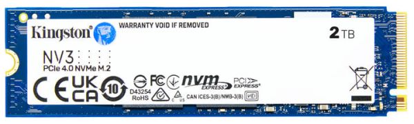 SSD накопичувач 2TB M.2 NVMe Kingston NV3 M.2 2280 PCIe Gen4.0 x4 (SNV3S/2000G)