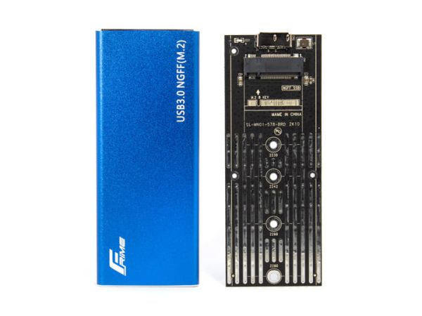 Кишеня для жорстких дисків Frime (FHE202.M2U30) для M.2 SATA NGFF USB 3.0 Metal Blue
