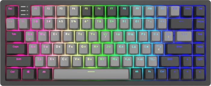 Ігрова клавіатура DARK PROJECT KD83A Gateron Cap Teal RGB ENG/UA Black/Cloud Grey (KB-GCT-871-100004)