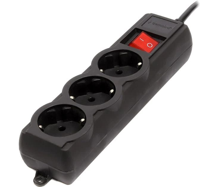 Мережевий фільтр Gembird (SPG3-G-10B-PRO) 3m Black 16А   