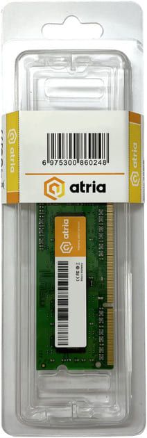 Оперативна пам'ять ATRIA SODIMM DDR3L-1600 1.35V-1.5V 4096MB PC3-12800 (UAT31600CL11SK1/4)