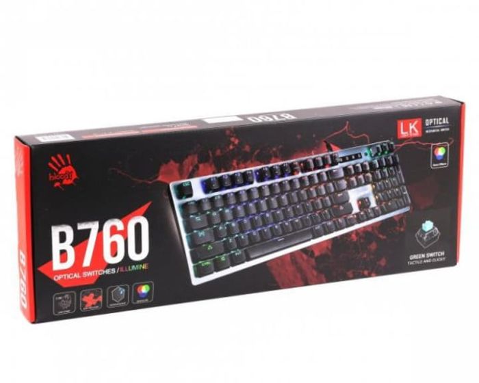 Механічна клавіатура A4Tech Bloody b760 (Grey) Green Sw, usb, LK-Green switches, підсвічування