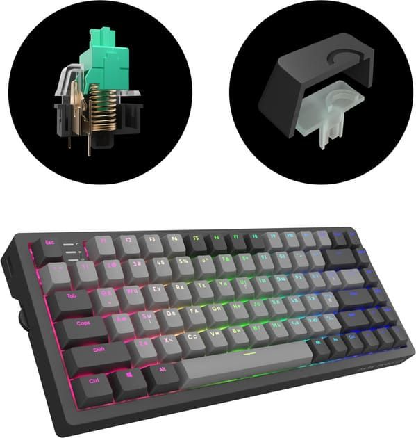 Ігрова клавіатура DARK PROJECT KD83A Gateron Cap Teal RGB ENG/UA Black/Cloud Grey (KB-GCT-871-100004)