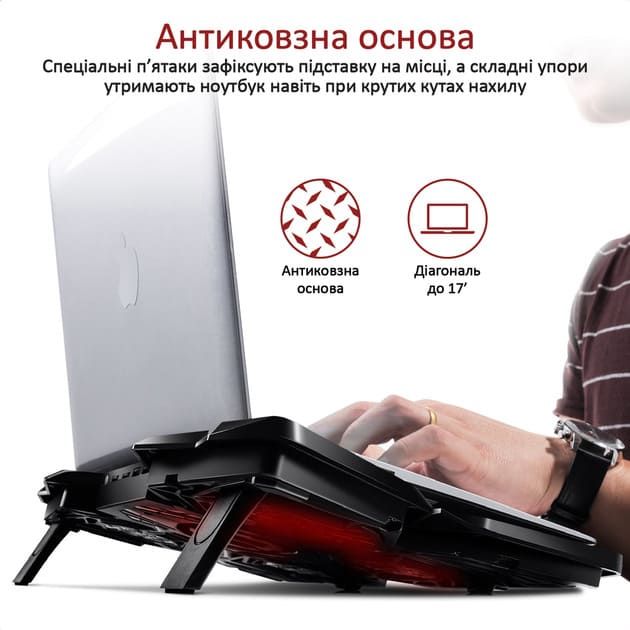 Підставка для ноутбука 14"-15.6" охолоджуюча Promate AIRBASE-3 Black