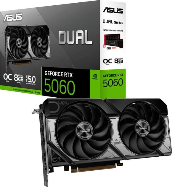 Відеокарта ASUS PCI-Ex GeForce RTX 5060 Dual OC Edition 8GB GDDR7 (128bit) (2565/28000) (HDMI, 3 x DisplayPort) (DUAL-RTX5060-O8G)
